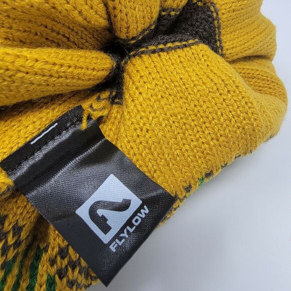 Flylow Revival Pom Beanie Charcoal Gray Yellow Green Knit Hat Unisex Size OSFM - Picture 5 of 6